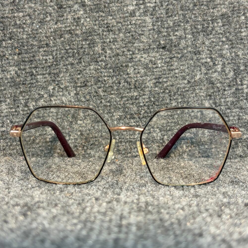 Dereon Vintage Metal Eyeglass Frames Womens Optical Gold Black Burgundy 54 18